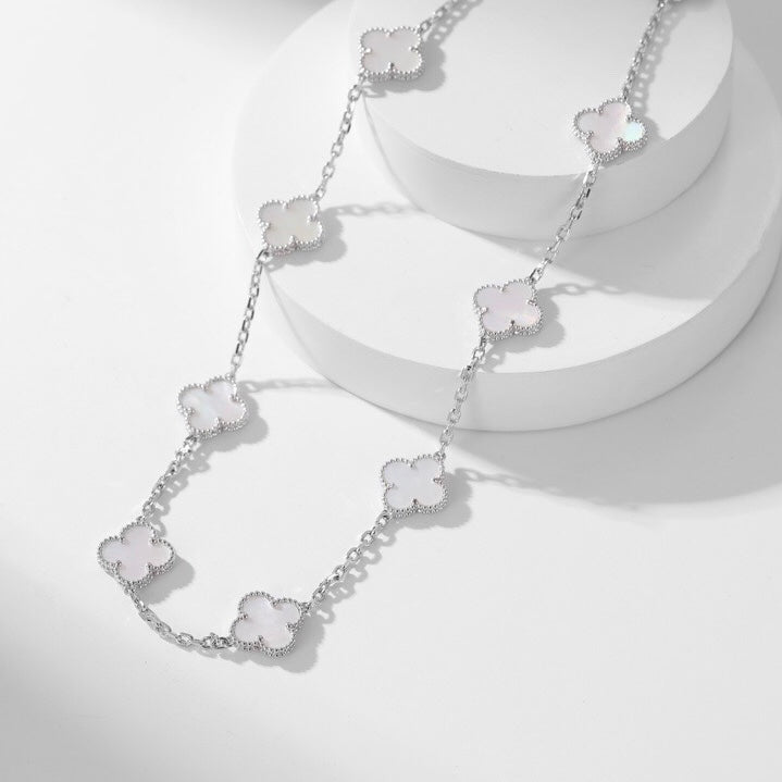[Marins]CLOVER 10 MOTIFS WHITE MOTHER OF PEARL NECKLACE
