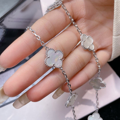 [Marins]CLOVER 10 MOTIFS WHITE MOTHER OF PEARL NECKLACE