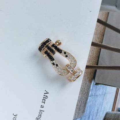 [Marin-Jewelry]FORCE LARGE HORSESHOE BLACK WHITE DIAMOND BRACELET SILVER