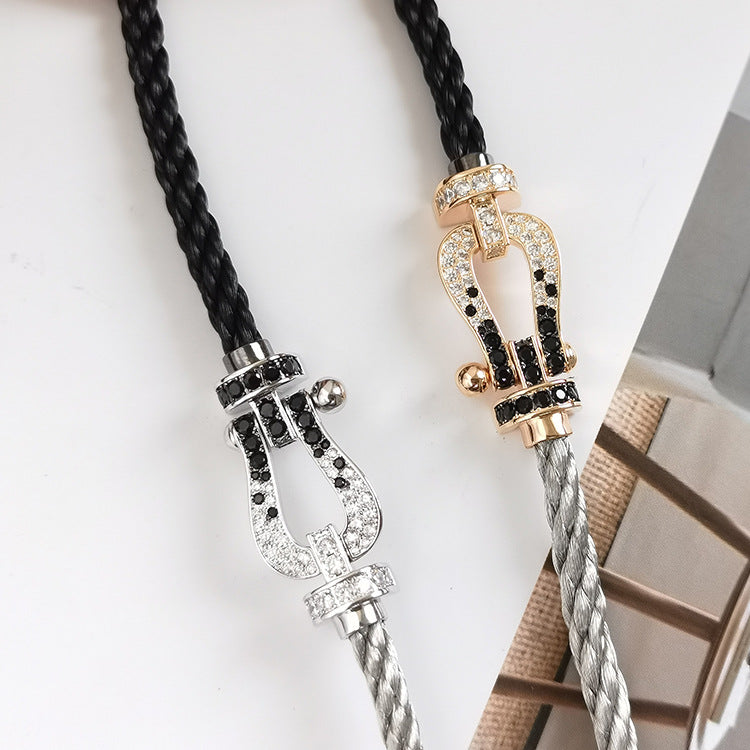 [Marins]FORCE LARGE HORSESHOE BLACK WHITE DIAMOND BRACELET Marins GOLD