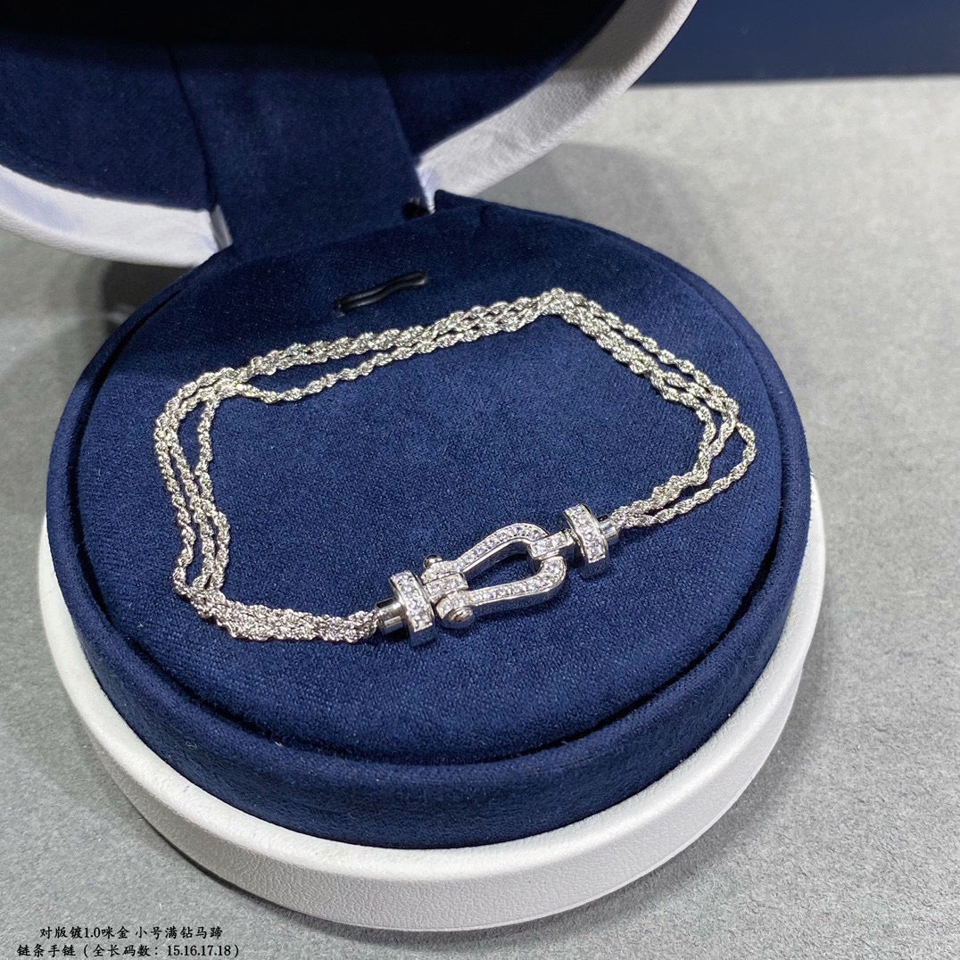 [Marins]FORCE SMALL HORSESHOE  DIAMOND CHAIN ROPE BRACELET