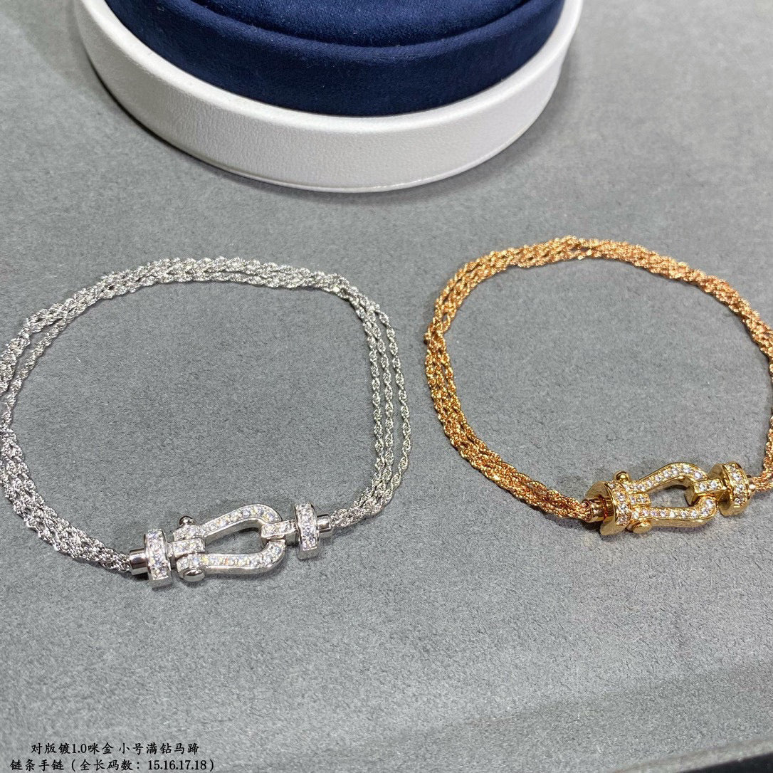 [Marin-Jewelry]FORCE SMALL HORSESHOE  DIAMOND CHAIN ROPE BRACELET