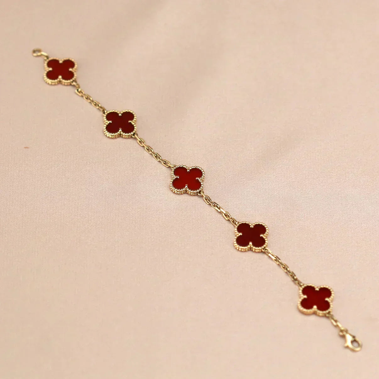 [Marins] CLOVER 5 MOTIF RED CORNELIAN BRACELET COLLECTION