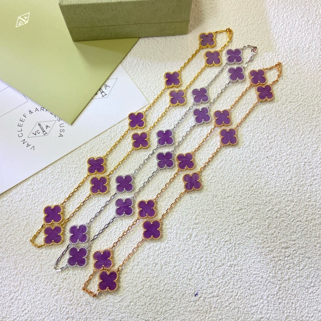 [Marin-Jewelry Jewelry]CLOVER 10 MOTIFS  PURPLE VIOLET  NECKLACE
