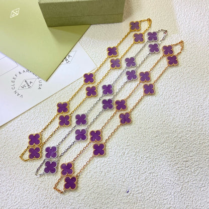 [Marins Jewelry]CLOVER 10 MOTIFS  PURPLE VIOLET  NECKLACE