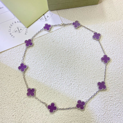 [Marins Jewelry]CLOVER 10 MOTIFS  PURPLE VIOLET  NECKLACE