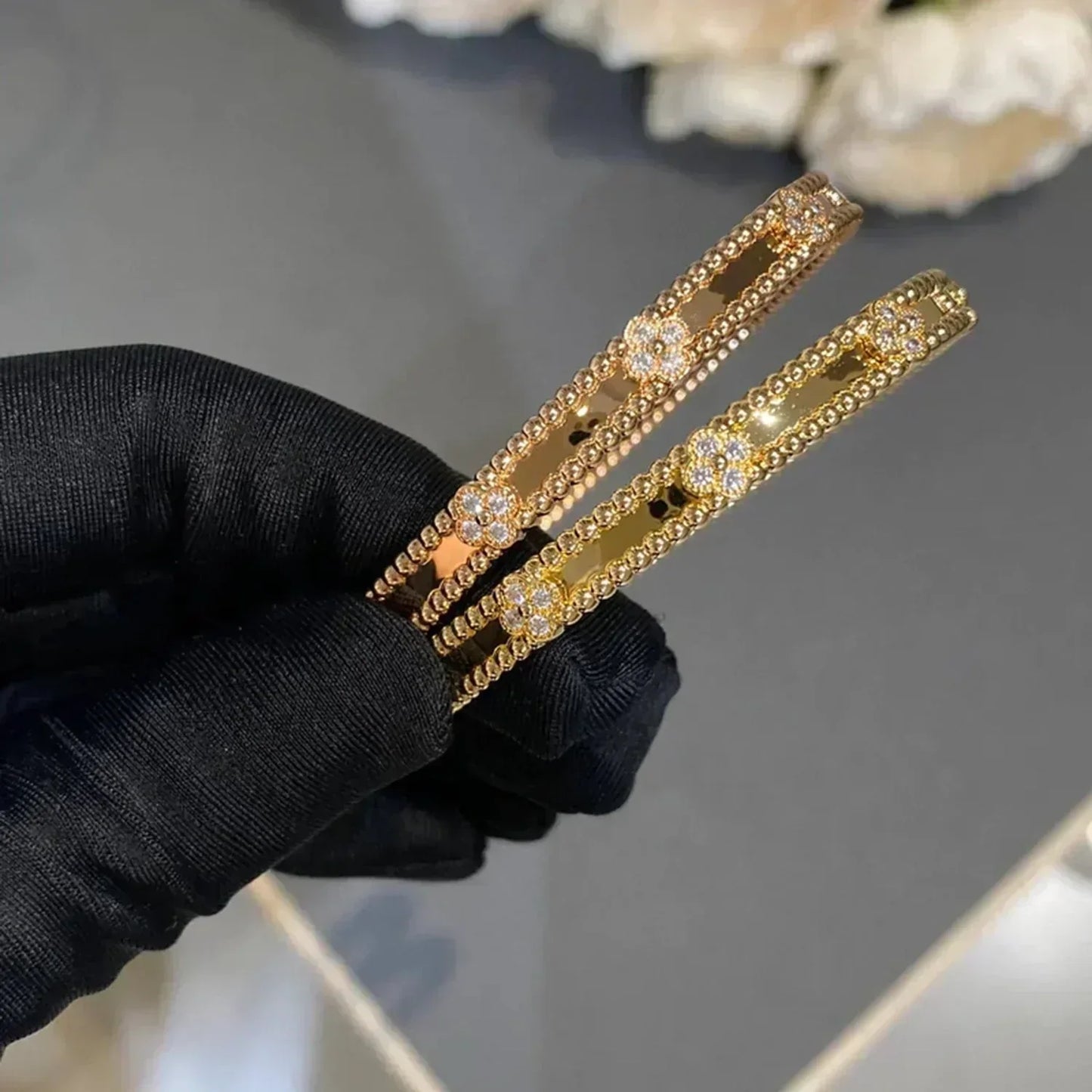 [Marins]CLOVER BRACELET 4MM DIAMONDS