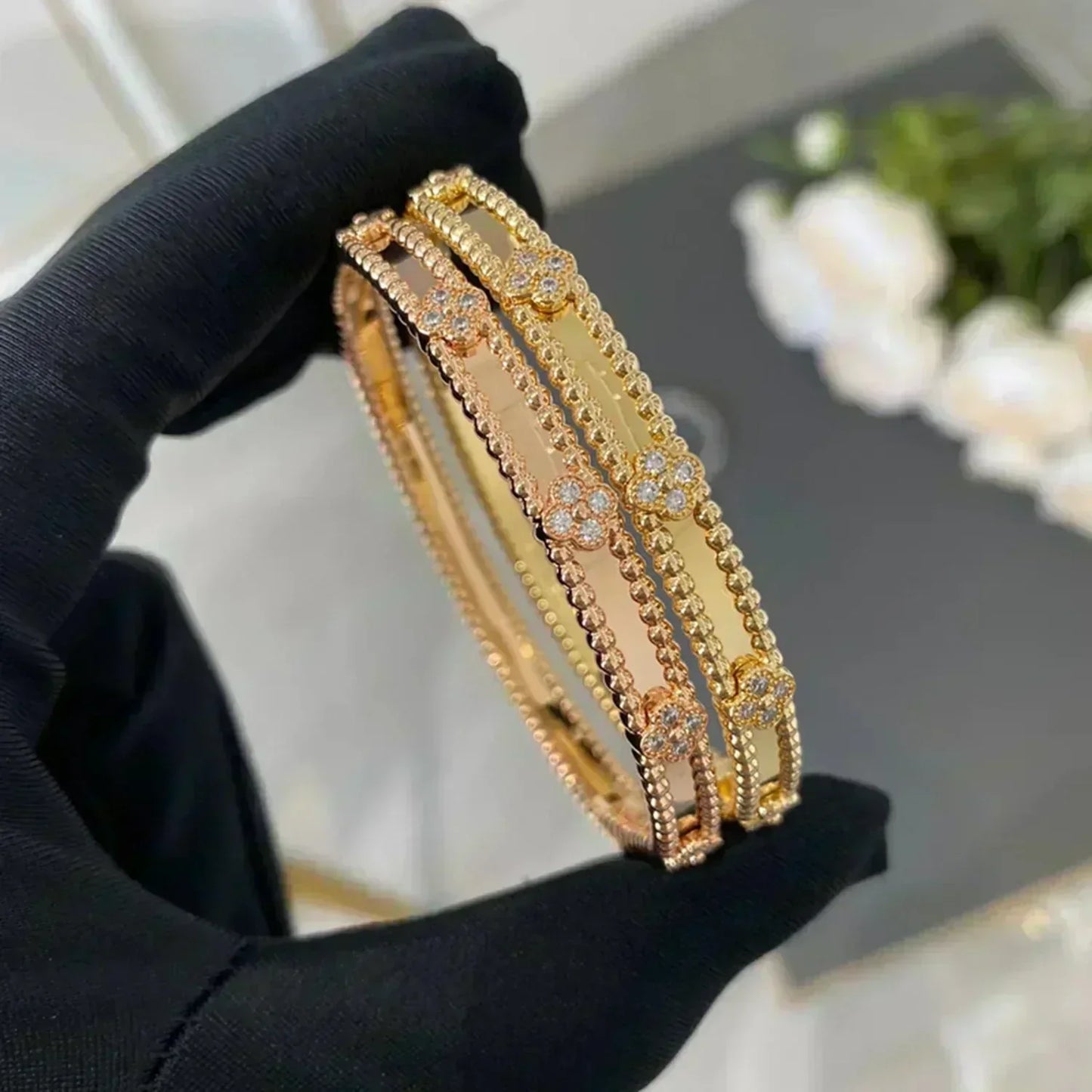 [Marins]CLOVER BRACELET 4MM DIAMONDS