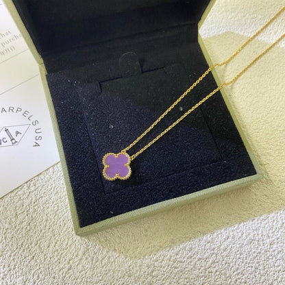 [Marins Jewelry]CLOVER 15MM  PURPLE VIOLET NECKLACE