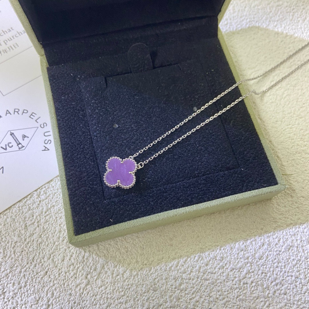 [Marins Jewelry]CLOVER 15MM  PURPLE VIOLET NECKLACE