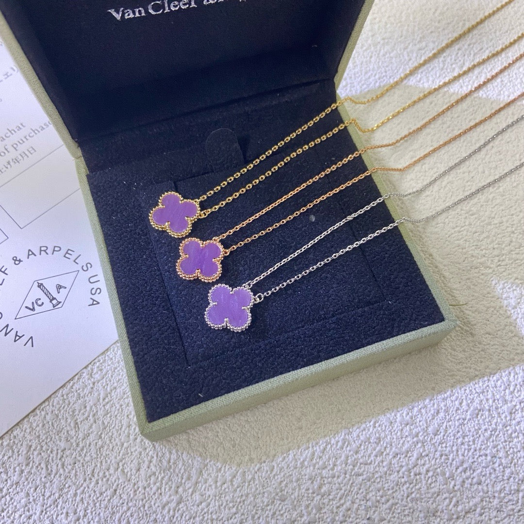 [Marins Jewelry]CLOVER 15MM  PURPLE VIOLET NECKLACE