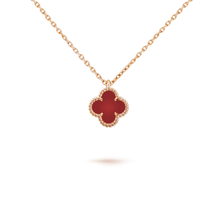 [Marins]CLOVER MINI 9.5MM WHITE CARNELIANS NECKLACE