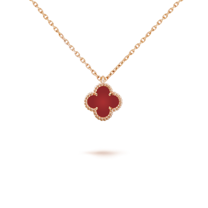 [Marins]CLOVER MINI 9.5MM WHITE CARNELIANS NECKLACE