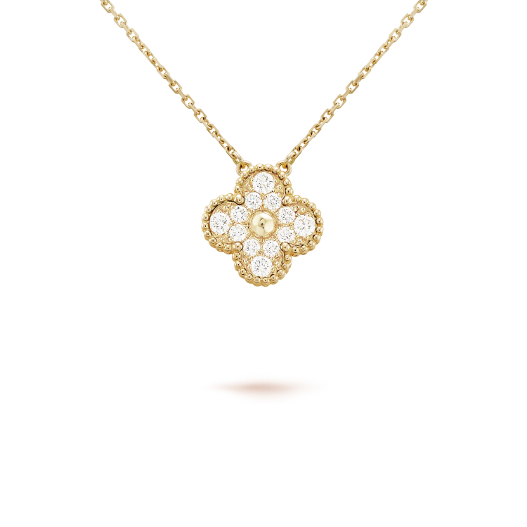 [Marins]CLOVER 15MM DIAMOND SINGLE FLOWER NECKLACE