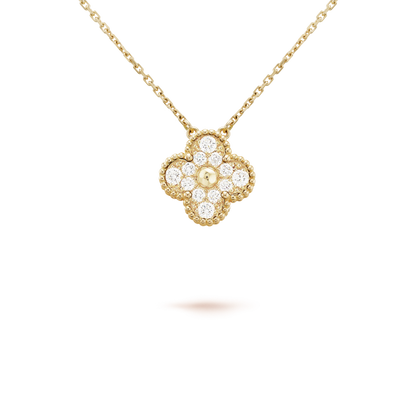 [Marins]CLOVER 15MM DIAMOND SINGLE FLOWER NECKLACE