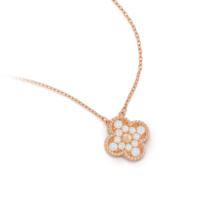 [Marins]CLOVER 15MM DIAMOND SINGLE FLOWER NECKLACE