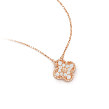 [Marins]CLOVER 15MM DIAMOND SINGLE FLOWER NECKLACE