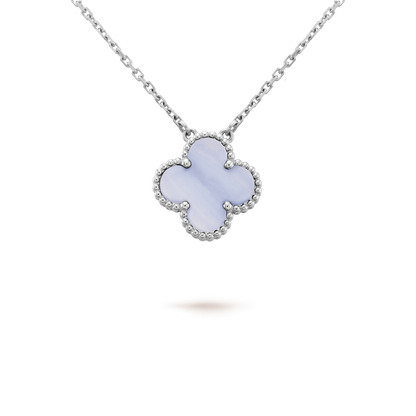 [Marins]CLOVER 15MM BLUE CHALCEDONY NECKLACE SILVER