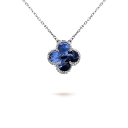 [Marins]CLOVER 15MM PIETERSITE NECKLACE SILVER