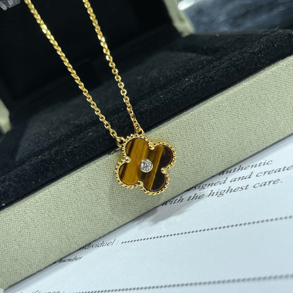 [Marins]CLOVER 15MM DIAMOND AND YELLOW TIGER'S EYE AGATE necklace
