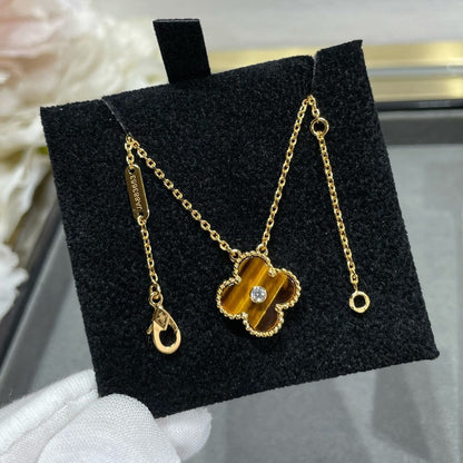 [Marins]CLOVER 15MM DIAMOND AND YELLOW TIGER'S EYE AGATE necklace
