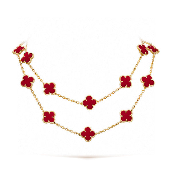 [Marin-Jewelry]COLLIER TRÈFLE 20 MOTIFS CORNALINE
