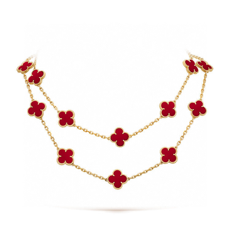 [Marins]CLOVER 20 MOTIFS CARNELIAN NECKLACE