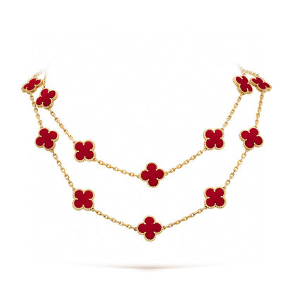 [Marins]CLOVER 20 MOTIFS CARNELIAN NECKLACE