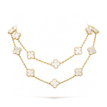 [Marins]CLOVER 20 MOTIFS WHITE MOP NECKLACE