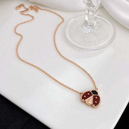 [Marins]LUCKY  CARNELIANS LADYBUG NECKLACE