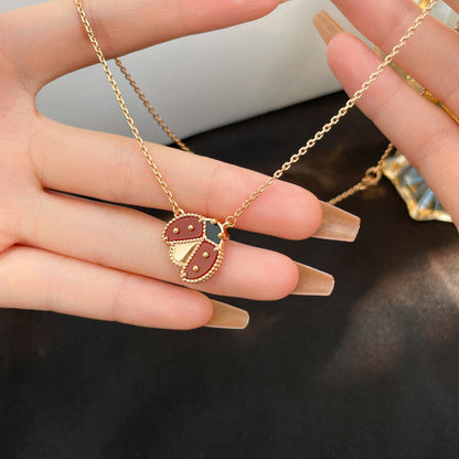 [Marins]LUCKY  CARNELIANS LADYBUG NECKLACE
