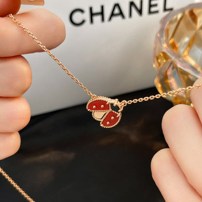 [Marins]LUCKY  CARNELIANS LADYBUG NECKLACE