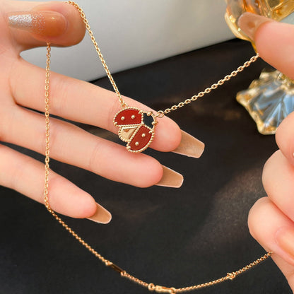 [Marins]LUCKY  CARNELIANS LADYBUG NECKLACE