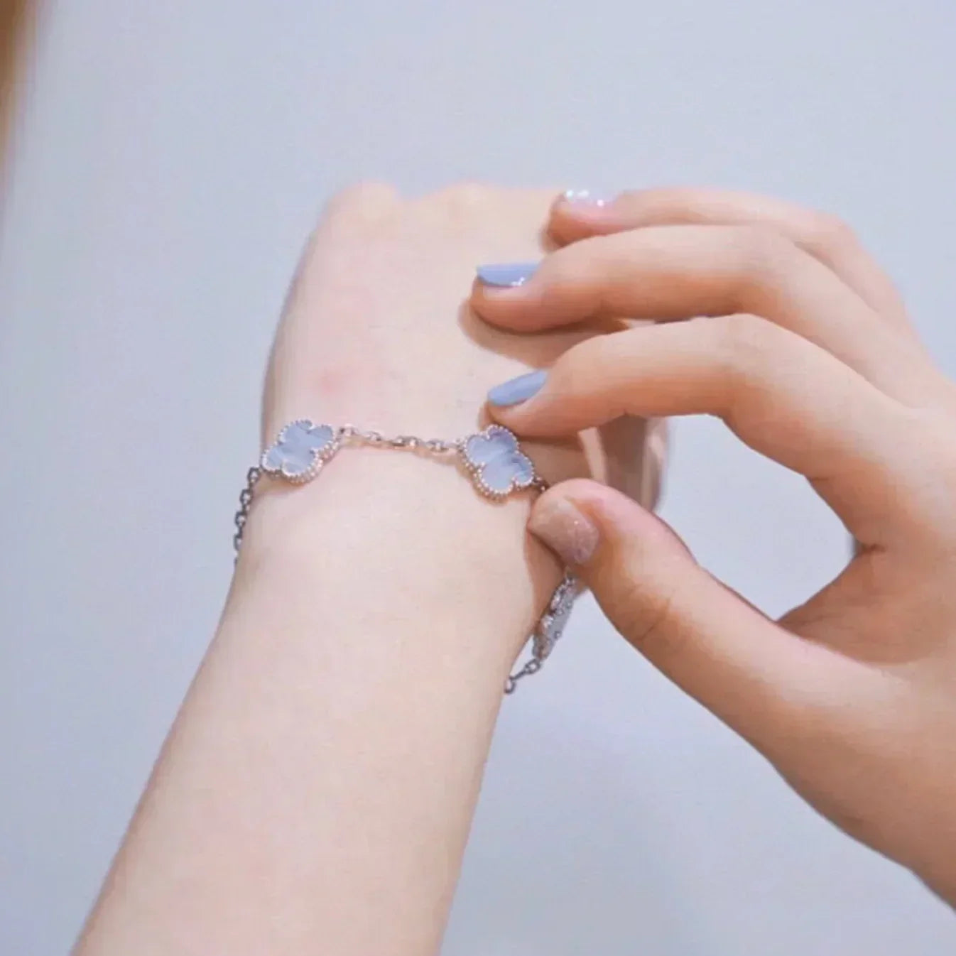 [Marins] CLOVER 5 MOTIF PURPLE CHALCEDONY BRACELET COLLECTION