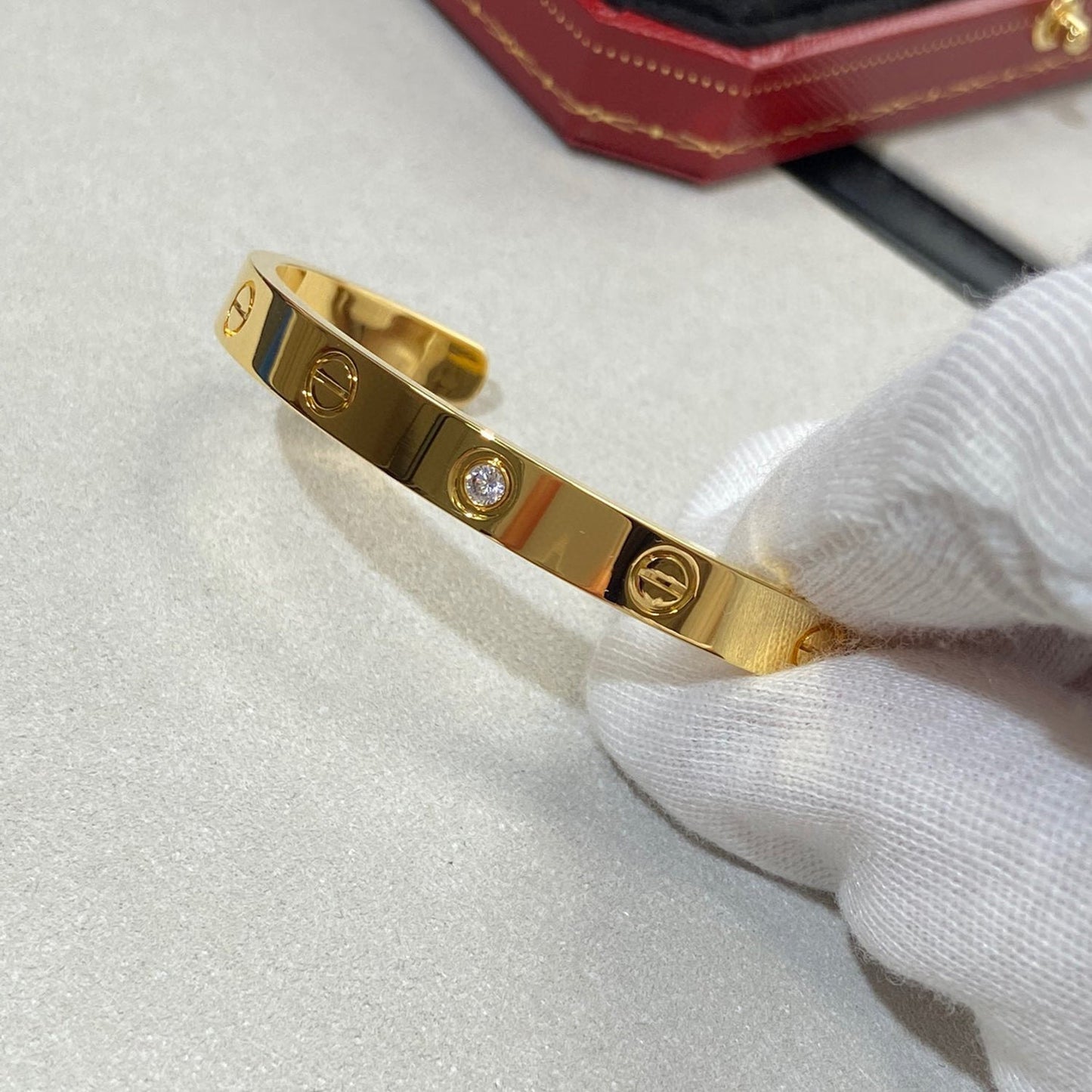 [Marins]LOVE BRACELET 6.1MM 1 DIAMOND OPEN CUFF