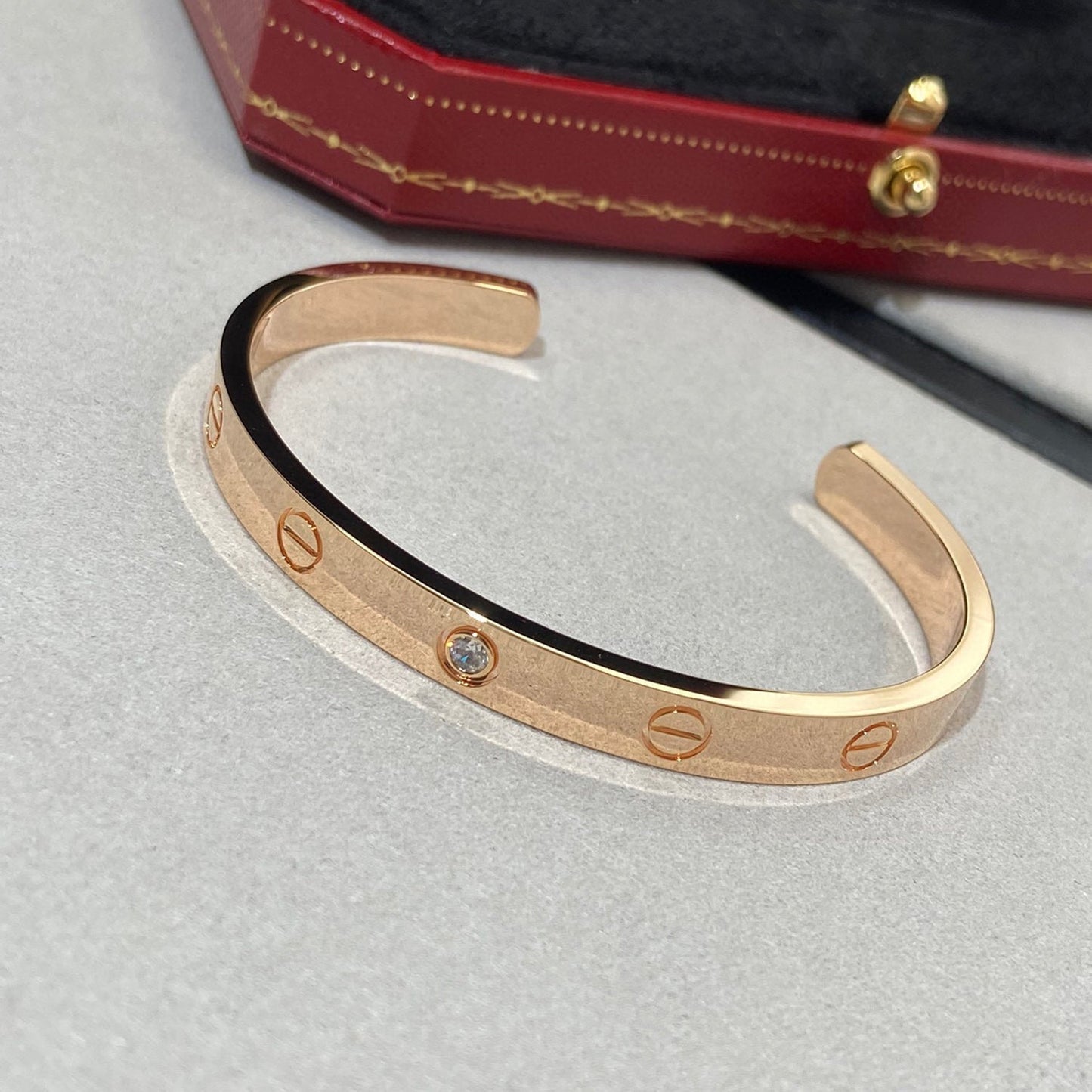 [Marins]LOVE BRACELET 6.1MM 1 DIAMOND OPEN CUFF