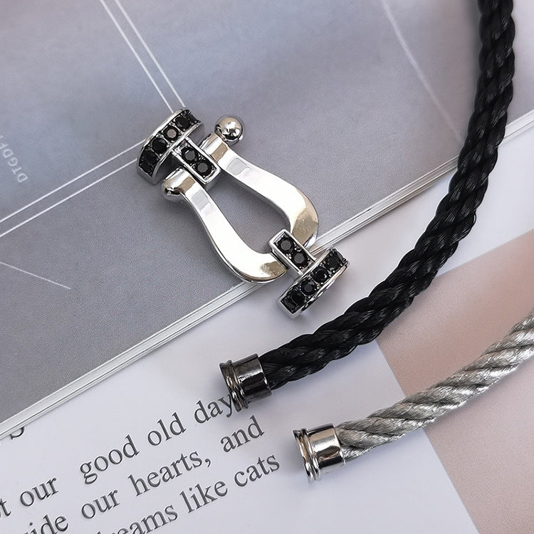 [Marins]FORCE LARGE HORSESHOE BLACK DIAMOND BRACELET SILVER