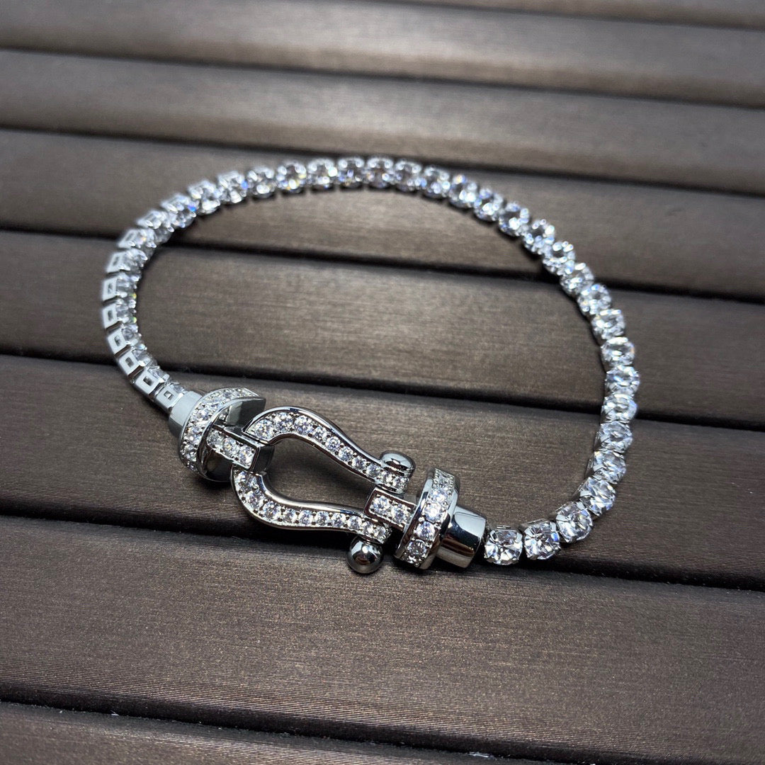 [Marin-Jewelry]FORCE  LARGE HORSESHOE FULL DIAMOND TENNIS BRACELET