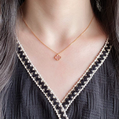 [Marins]CLOVER 15MM PINK MOTHER-OF-PEARL SINGLE FLOWER NECKLACE