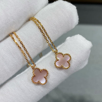 [Marins]CLOVER 15MM PINK MOTHER-OF-PEARL SINGLE FLOWER NECKLACE