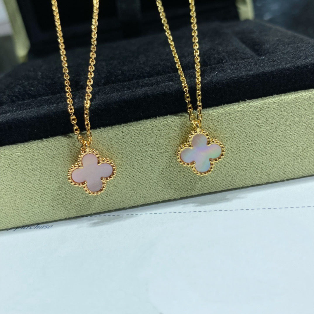 [Marins]CLOVER 15MM PINK MOTHER-OF-PEARL SINGLE FLOWER NECKLACE