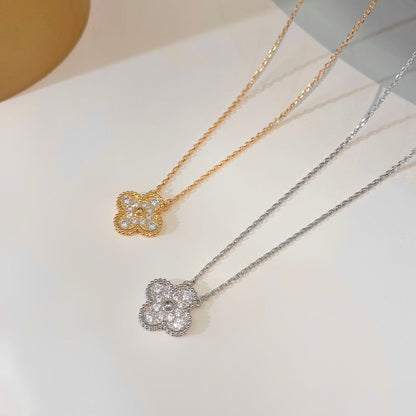 [Marins]CLOVER 15MM DIAMOND SINGLE FLOWER NECKLACE