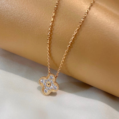 [Marins]CLOVER 15MM DIAMOND SINGLE FLOWER NECKLACE
