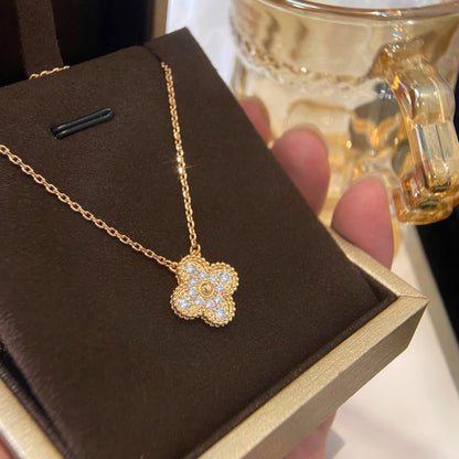 [Marins]CLOVER 15MM DIAMOND SINGLE FLOWER NECKLACE
