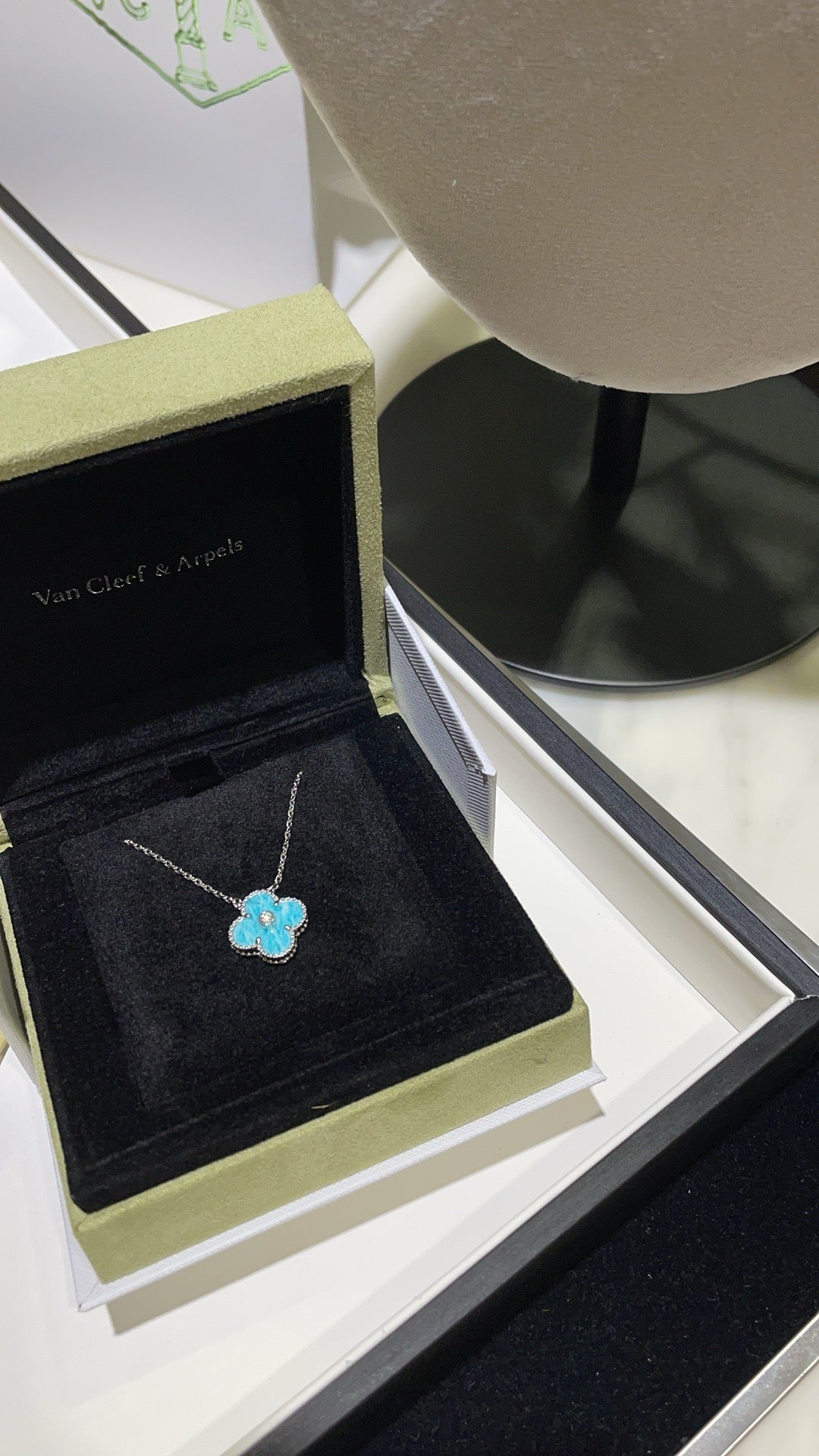 [Marins]CLOVER 15MM DIAMOND SVRES PORCELAIN  NECKLACE SILVER
