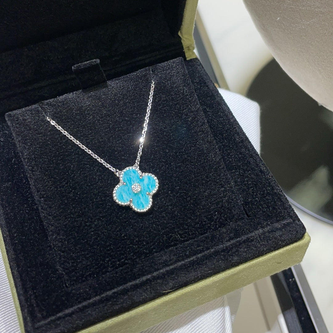 [Marins]CLOVER 15MM DIAMOND SVRES PORCELAIN  NECKLACE SILVER