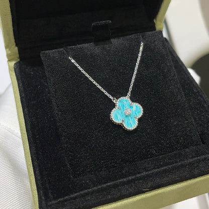 [Marins]CLOVER 15MM DIAMOND SVRES PORCELAIN  NECKLACE SILVER