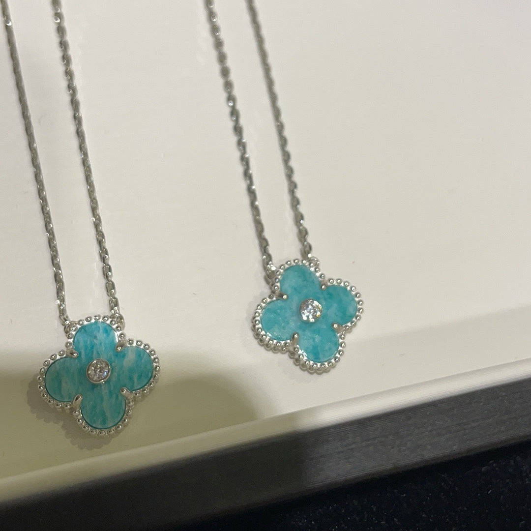 [Marins]CLOVER 15MM DIAMOND SVRES PORCELAIN  NECKLACE SILVER