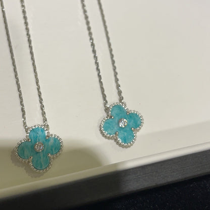 [Marins]CLOVER 15MM DIAMOND SVRES PORCELAIN  NECKLACE SILVER