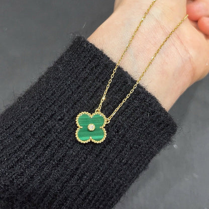 [Marins]CLOVER 15MM DIAMOND TURQUOISE NECKLACE